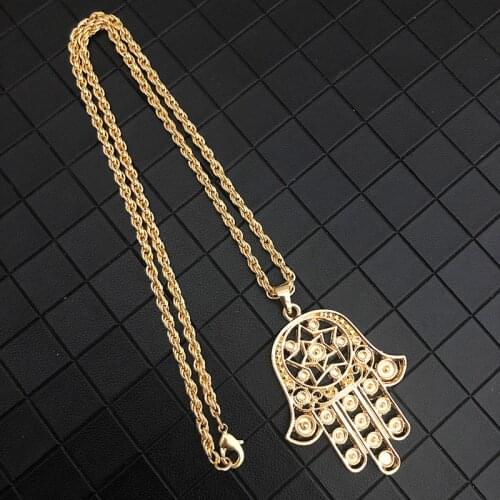 Moroccan Fashion Necklace Hand-Shape Pendant Arab Necklacce