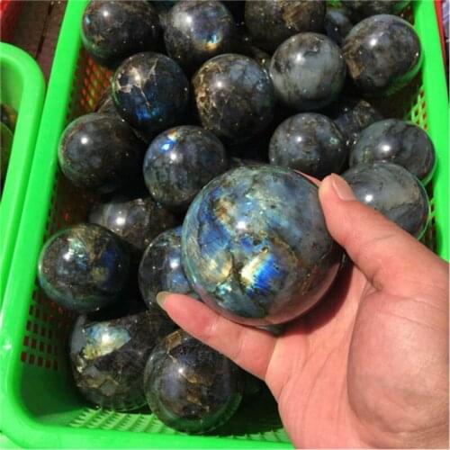 Chakra healing products minerals natural blue flash labradorite quartz rock crystal sphere for meditation