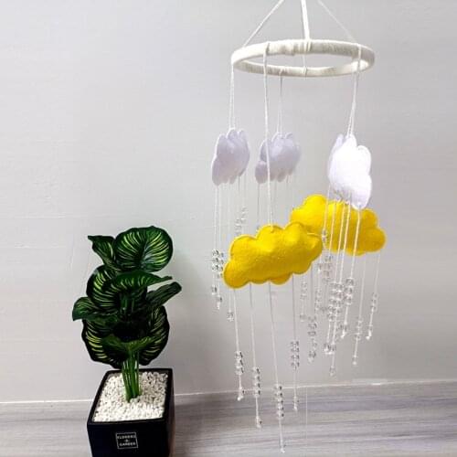 T5EC Baby Crib Mobile Clouds Rattle Crystal Beads Bed Bell Nursery Cot Wind Chime Toy Newborn Room Hanging Decoration Shower