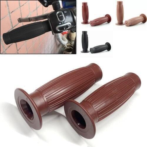 Retro Hand Grip Motorcycle Grips 7/8" 22mm Brown Diamond Handlebar Hand Grip and Bar Ends