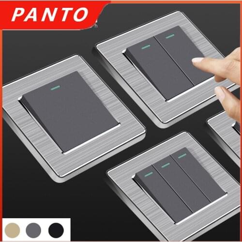 Panto Wall Power Switch Channel Crossbar Switch Plug Socket Stainless Steel Panel Gray Button Switch