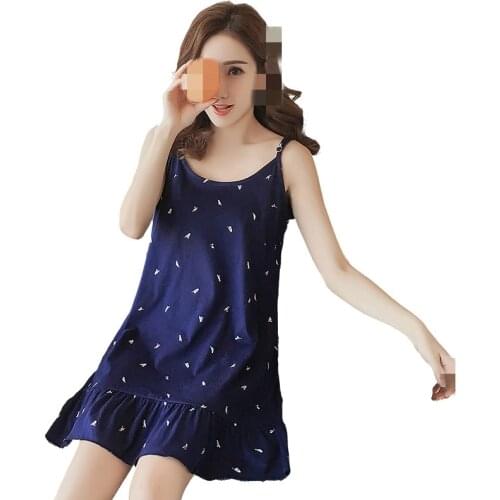 B1929 new sexy 2019 summer women lotus with cotton sleeping sweet lovely casual home dress cheap wholesale
