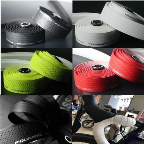 New Fouriers High Quality 4 colors Monochrome Bar Tape And Plugs PU Road Bike Handlebar Tape Drop Handlebar Wraps