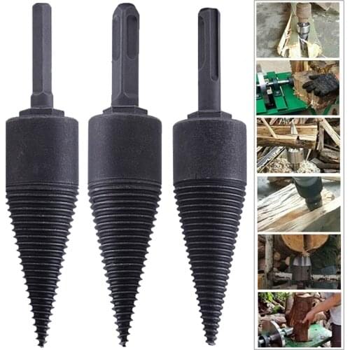 New Drill Bit Hexagon/Square/Round Handle Shank Firewood Drill Bit Chop Wood Splitter Screw Splitting Reamer Tool Drop Shipping