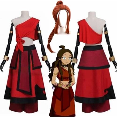New Anime Avatar the last Airbender Katara Cosplay Costume And Wig For Carnival Halloween Party