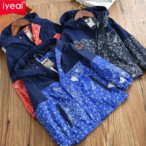 IYEAL Autumn Winter Kids Boys Outdoor Waterproof Jacket Fleece Coat Hood Windbreaker Sport Windproof Jacket Outwear Kids Clothes