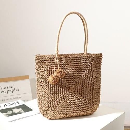 Casual straw women shoulder bags wicker woven handbags rattan summer beach bag large capacity tote lady big purses shopper new