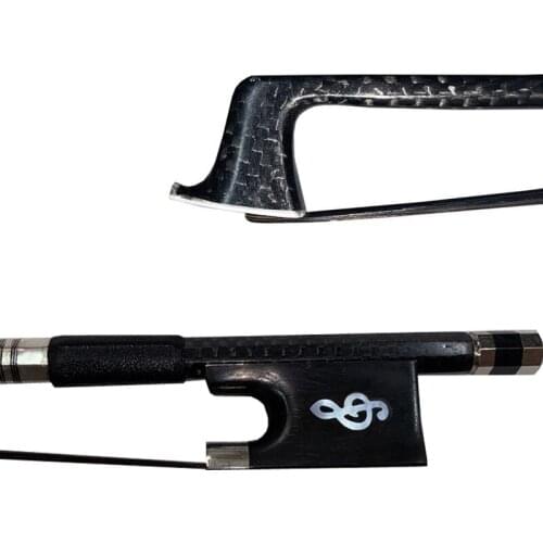 5pcs professional braided black Carbon fiber black hair 4/4 violin bow Strong professional note nickel silver ebony frog