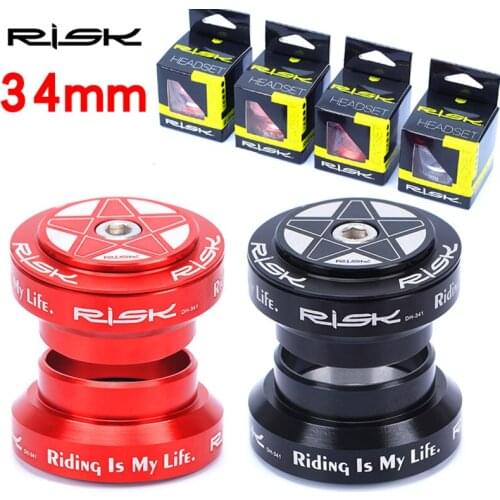 RISK Aluminum 28.6/34-34/30mm Bicycle External Headset MTB Road Bike 28.6mm (1 1/8") Straight Steerer Fork Bearing Headset Black