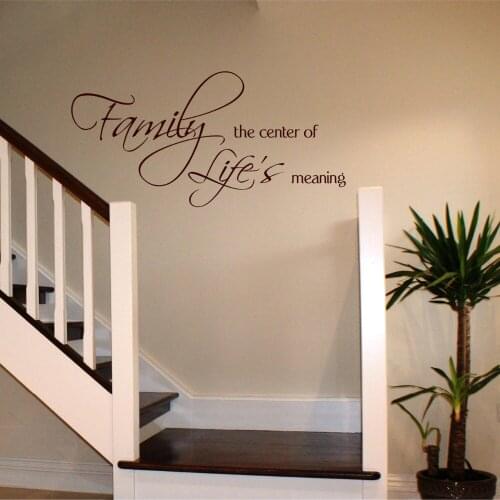 Family The Center of Lifes Meaning Wall Stickers Home Decor Family Phrase Wall Decal Quote Vinyl Stickers adesivo de parede B78