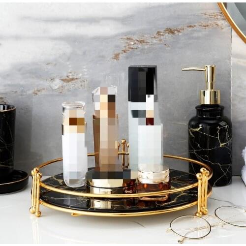 Nordic Marble Tray Bathroom Supplies Cosmetic Storage Box Storage Tray Living Room Coffee Table Tea Tray Home Storage Decoration