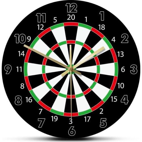 Modern Design Darts Board Printed Wall Clock Bar Darts Game Night Club Game Room Decoration Arrow Target Aim Game Bullseye Watch