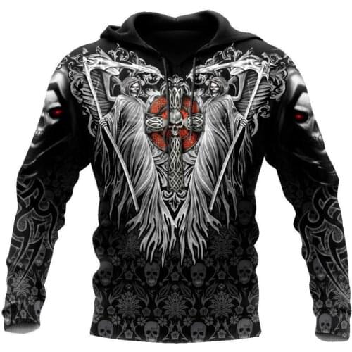 Skulls On The Cross 3D Tattoo All Over Printed Unisex Deluxe Hoodie Sweatshirt Men/Women Zip Pullover Jacket Casual Tracksuit