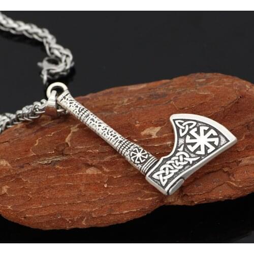 Viking Odin Raven Jewelry Double side axe charm men necklace Amulet Talisman Gothic AX Pendant