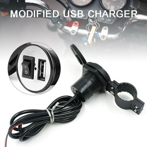12-24V Motorcycle USB Car Charger Switch Waterproof Cigarette Lighter Power Adapter Port Socket Replacement Motorcycle Parts