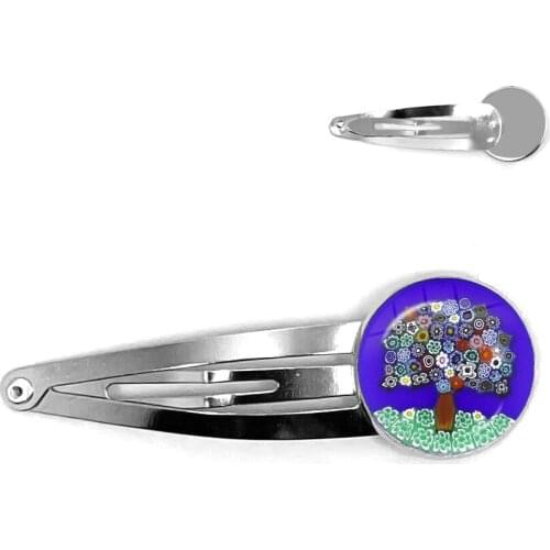 Tree Of Life Hair Pins Murano Millefiori 20mm Glass Cabochon Hairwear Jewelry For Women Girls Gift Wholesale