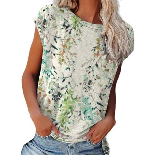Women T-shirts Casual Loose Top Chic Lady Fashion Round Neck Quick Drying Cool Casual Round Neck Floral T-shirts for Going Out