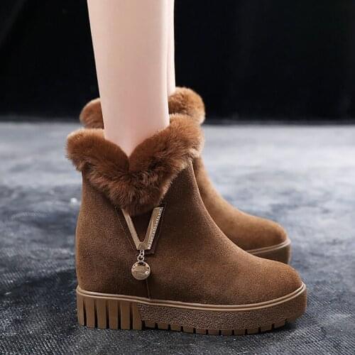 Winter Boots Women Height Increase Shoes Warm Thick Plush Ankle Boots Comfortable Casual Cotton Shoes Ladies Platform Snow Boots