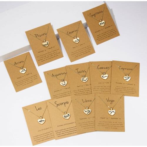 1 PC Cardboard Series Necklace KC Gold Plated Heart Aquarius Sign Of Zodiac Constellations 44cm(17 3/8") long