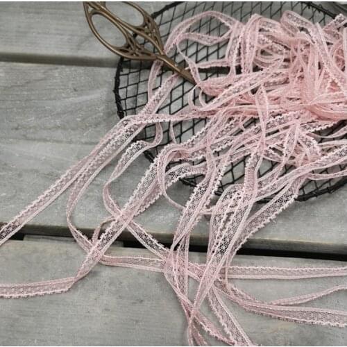 10 Meters Bean Pink Polyester Clothing Lace Trims High Qualtiy Handmade DIY Lace Craft Accesories 8mm Width