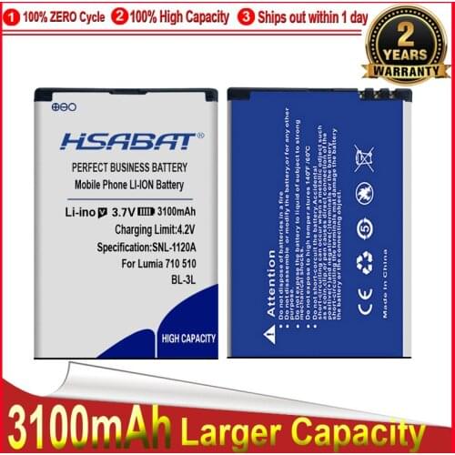 HSABAT battery for Nokia Lumia 710 510 603 610C 900 303 603 610 3030 505 3100mAh BP-3L
