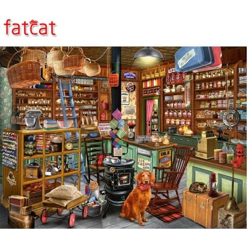 FATCAT 5d diy diamond painting full square grocery store diamond embroidery rhinestone round kits landscape wall decor AE161
