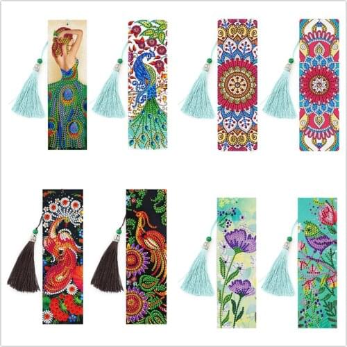 Diamond Painting Bookmarks DIY Special Shaped Diamond Embroidery Cross Stitch Tassel Bookmarks Books Diamond Mosaic 2PCS/Set