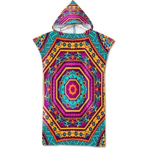 Bohemian Wearable Hooded Towel Adult Cloak Beach Towel Mandala Soft Microfiber Swimming Bath Towels Multi-purpose Towel