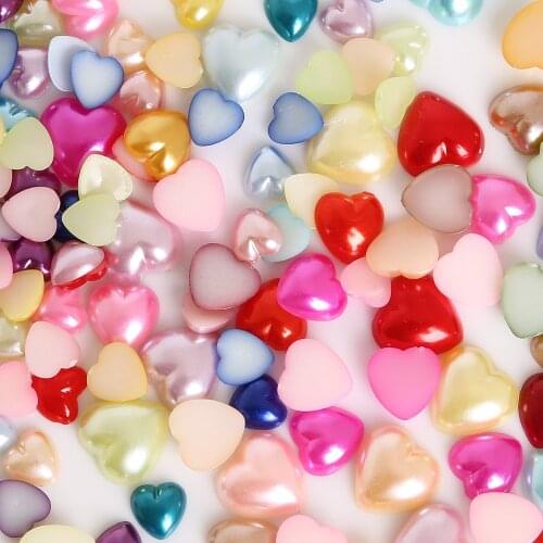 Hot Sale 3/4/6/8/10/12mm Flatback Half Heart Shape Plastic ABS Imitation Pearl Beads for DIY Jewelry Craft Scrapbook Decoration