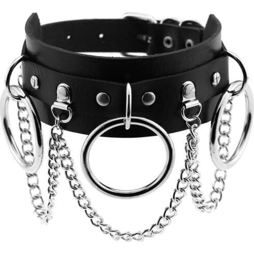 Punk Goth Choker Necklaces jewelry Harajuku Collar chain belt Necklace Pu leather bondage cosplay club party festival chokers