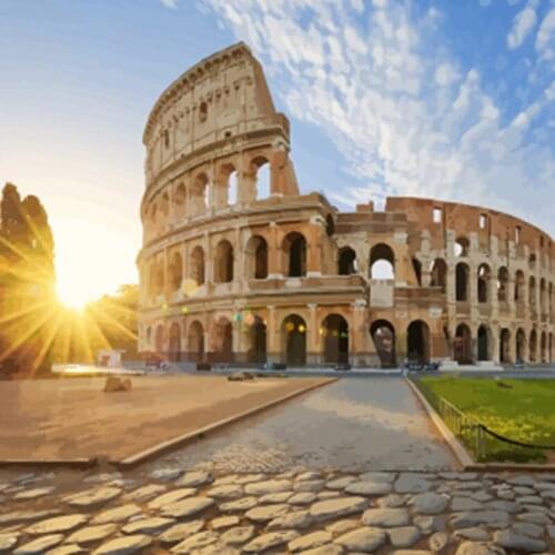 Digital Oil Painting Huangkun Town Landscape DIY Living Room Decoration Painting Girlfriend Birthday Gift Children Hand Painted