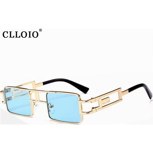 CLLOIO New Fashion Steampunk Sunglasses Women Vintage Rectangle Punk Man Sun Glasses Brand Designer Metal Frames Female Eyewear