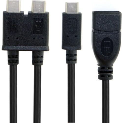 CYSM Dual Cable USB 3.1 Type-C to USB-C & USB 3.0 Female OTG Data Cable for New 13 inch Laptop Pro