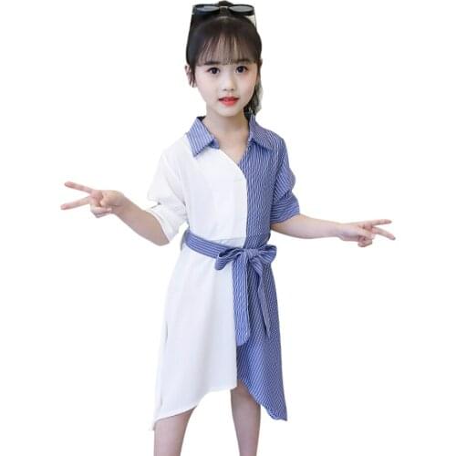 Kids Dresses For Girls Patchwork Kids Party Dresses For Girls Striped Child Dress Summer Girls Clothes 6 8 10 12 14