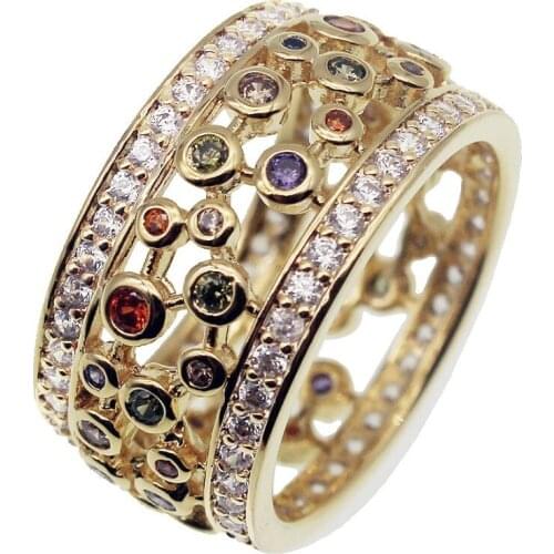 Hermosa Christmas Gifts HotAmethyst Garnet Peridot Fashion Party Yellow Gold Wedding Rings Size 7# 8# 9# Free Shipping