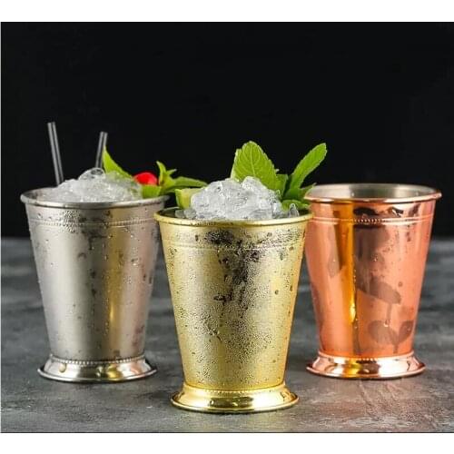 350ml Mint Julep Mug Stainless Steel Cocktail Mug Mixed Drinks Mug Martini Mojito Drink Bar Party Beer Gold Mugs