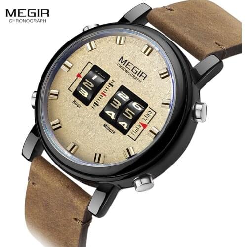 MEGIR Mens Watches Top Brand Luxury Quartz Sports Watch Clock Men Leather Military Wristwatch Relogio Masculino Reloj Hombre
