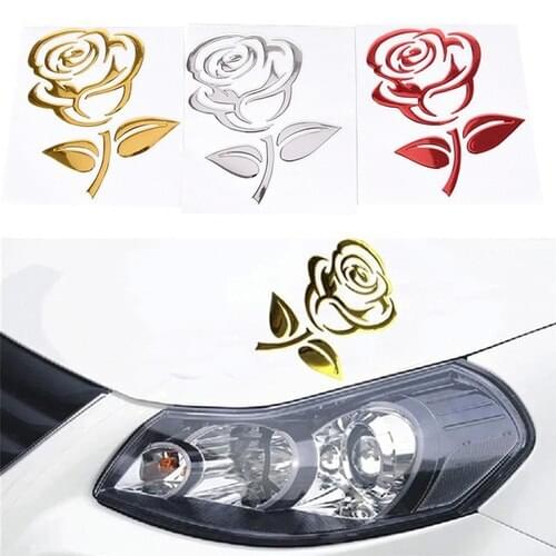 Fashion 3D Stereo Rose Car Rearview Mirror Stickers Gold Silver Rose Pattern Stickers Car Styling Decals Decoration
