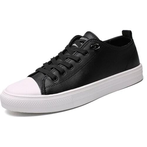 Leather Casual Shoes Mens High Quality Artificial Leather Rubber Sole Car Stitching Solid Color Walking Flat Shoes