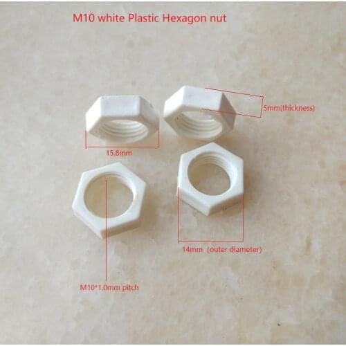 M10*1.0mm pitch thickness 5mm White Plastic bolt set fastener Insulation PP Plastic Hexagon Nut Screw lighting accessories