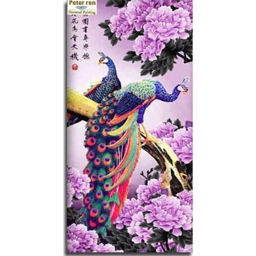 Peter ren DIY Diamond embroidery Crafts Diamond painting kits Animal 3d square mosaic Full Embroidery home decor Pivoine Peacock