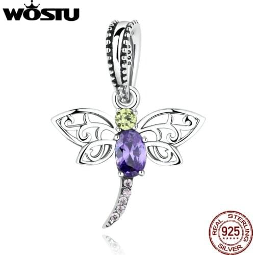 Autumn New Fashion Real 925 Sterling Silver Distinctive Dragonfly Charm Fit Original WST Bracelet Necklace Authentic Jewelry