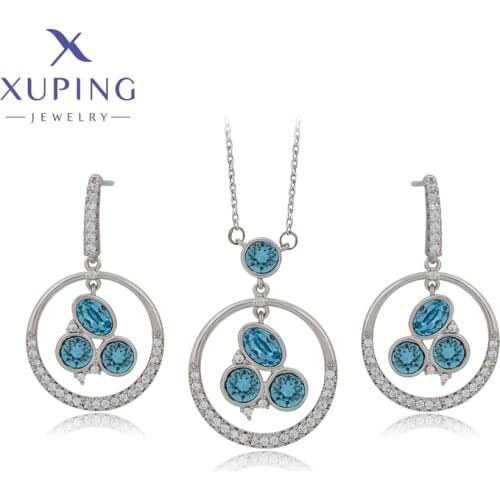 Xuping Jewelry New Design Crystals Jewelry Set with Necklace and Earrings for Women Party Gift