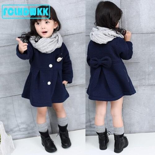 Spring Autumn Baby Girls Coat Jackets Penguin Brooch Long Sleeve Warm Fashion Casual Kids Clothes Clothing Children Outerwear