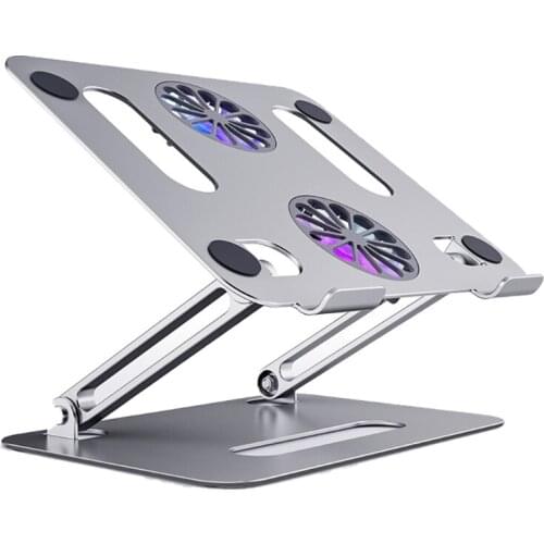 Boneruy Foldable Laptop Cooling Stand with Double Fans for 10-17inch Notebook Cooler Pad Holder Riser Portable 2-Layer