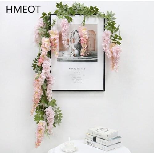 Hanging Wall Ceiling Artificial Flower Wisteria Plants Vine Wedding Decor For Fence Fake Flower String Balcony Home Accessories