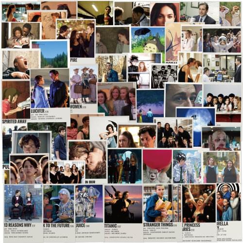 62 Pcs/Lot Classic Movie Poster Anime Poster Anime Kill Bill /Pulp Fiction For Fridge Phone Guitar Luggage Decor Stickers