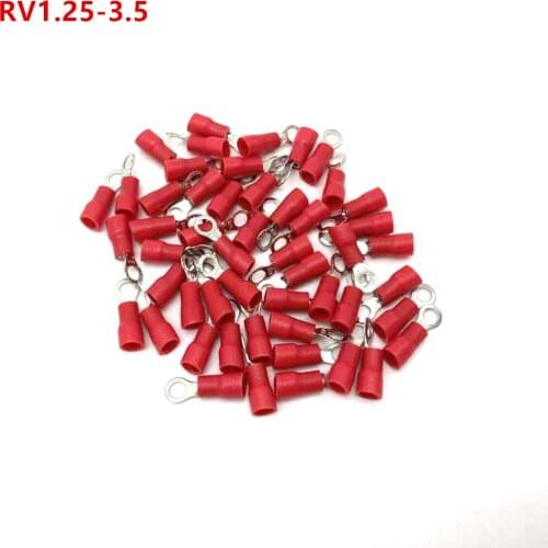 RV1.25-3.5 Red Ring Insulated Wire Connector Electrical Crimp Terminal RV1.25-3.5 Cable Wire Connector 50PCS/100PCS RV1.25-3.5