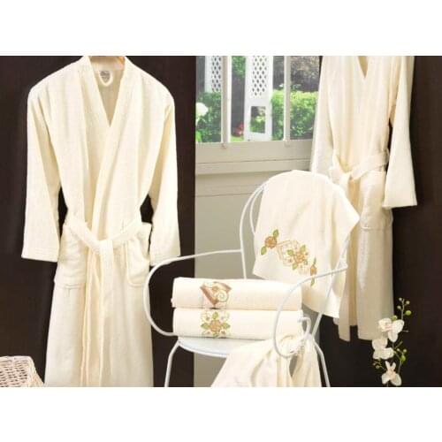 Smart Embroidered Robe Set Cream Cream