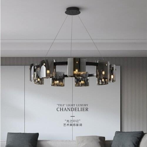 Creative Modern LED Chandelier Lighting Dining Living Room Luxury Hanging Lamp Amber/Smoky Glass Bedroom Study Deco G9 Fixtures